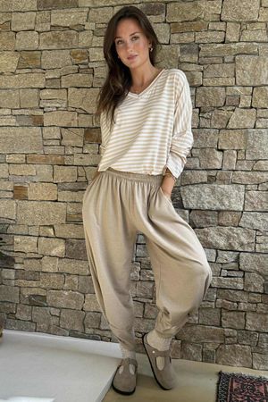 The Sunday Morning 7/8 Twist Pant Oatmeal Melange